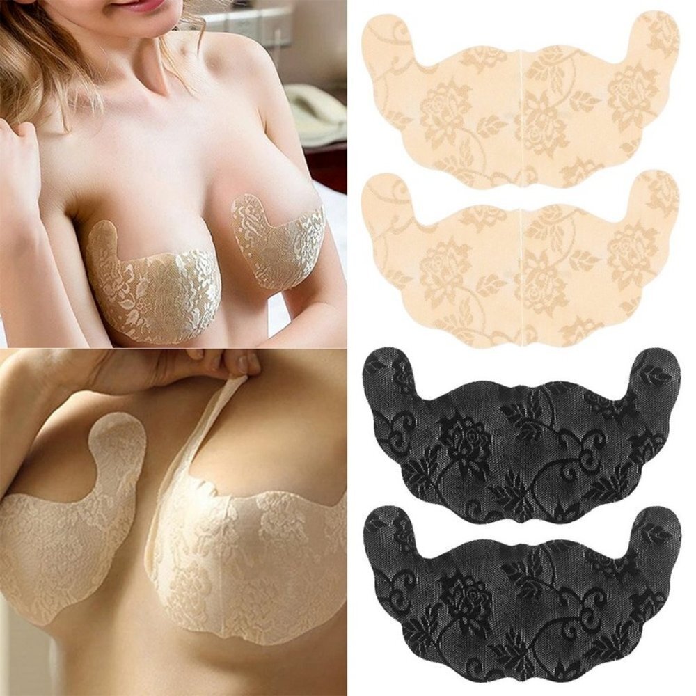 Adhesive Strapless Push Up Backless Bra by FASHION FORMS in Black A Cup